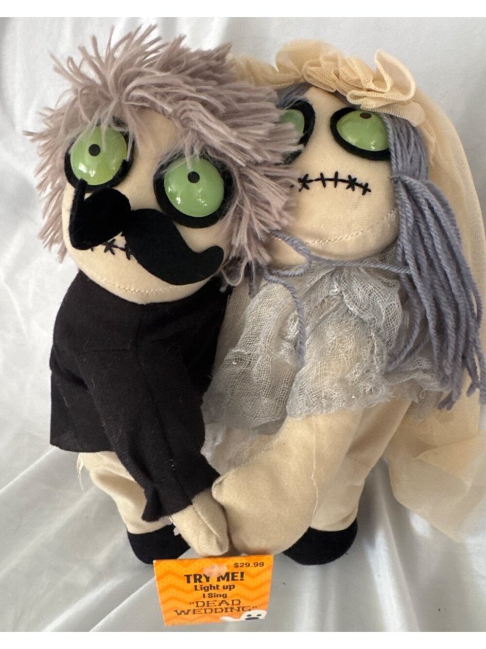 Halloween Dead Wedding Bride & Groom Plush Dolls Dan Dee 11' VIDEO